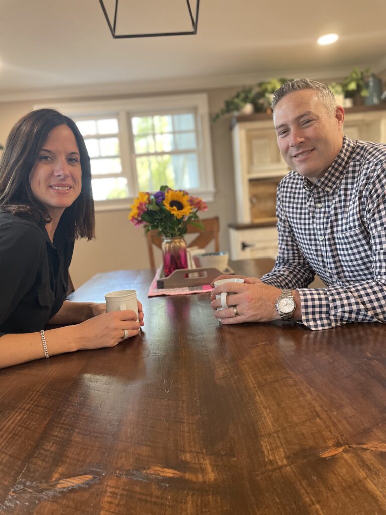 mike rogers and jody at kitchen table